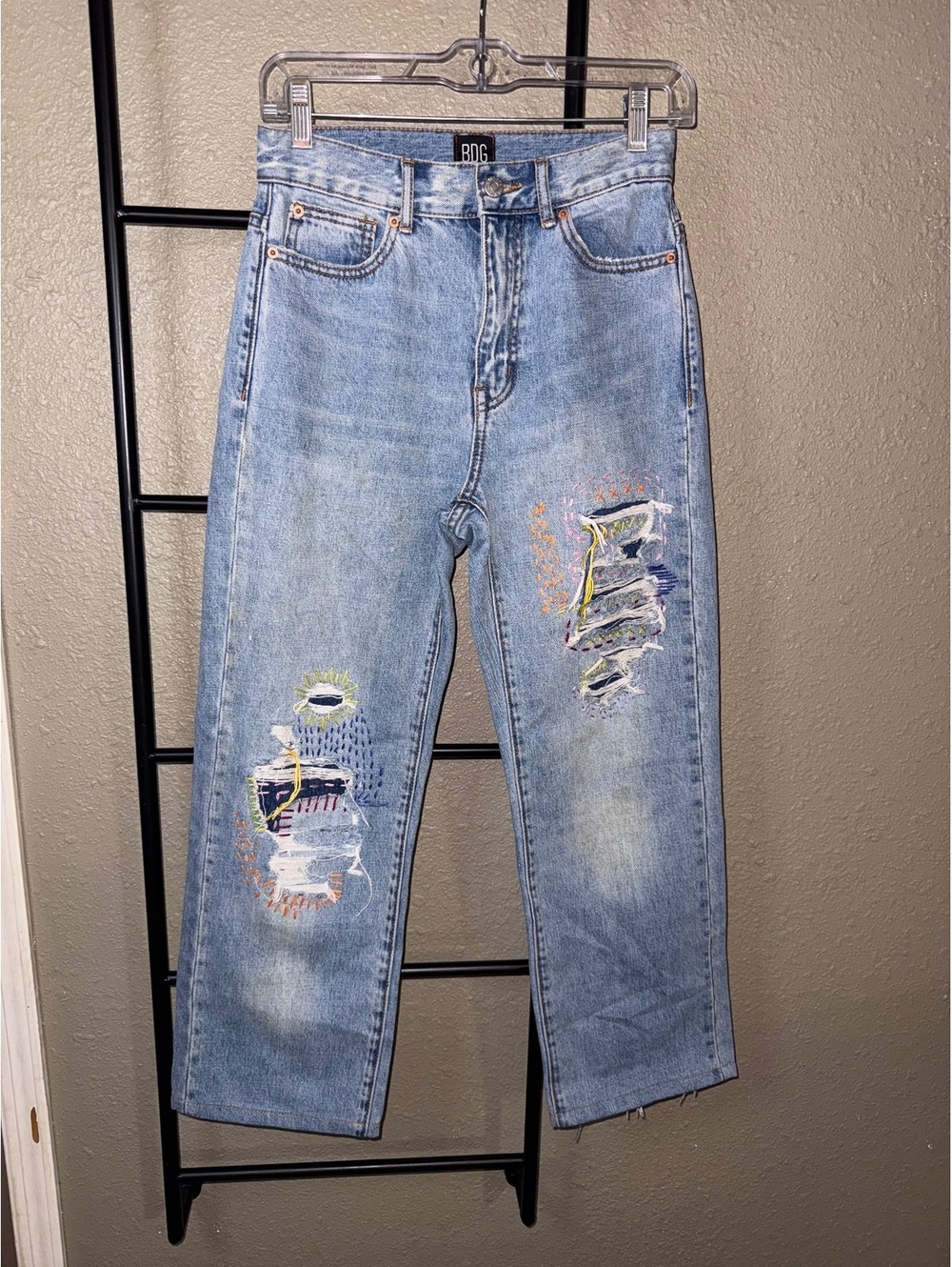 BDG Urban Outfitters Cowboy Jean Size 24 Light Wash Distressed Denim